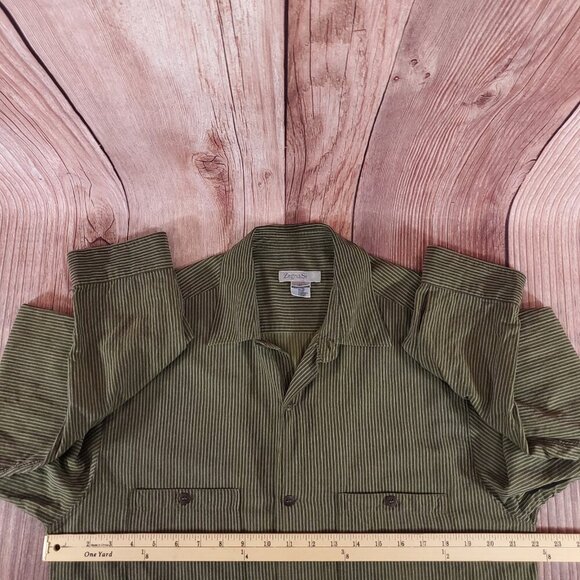 Zegna Sport Mens Medium Double Pockets Striped LS Button Up Shirt Made in Italy - Picture 13 of 14